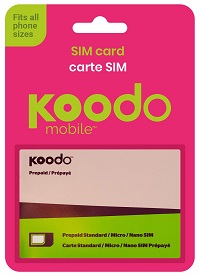 Carte SIM trois formats prépayée de Koodo